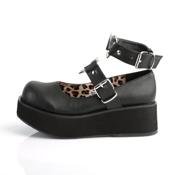 Sale SPRITE-02 DemoniaCult platform pump shoes ankle strap heart o-ring black matte 42