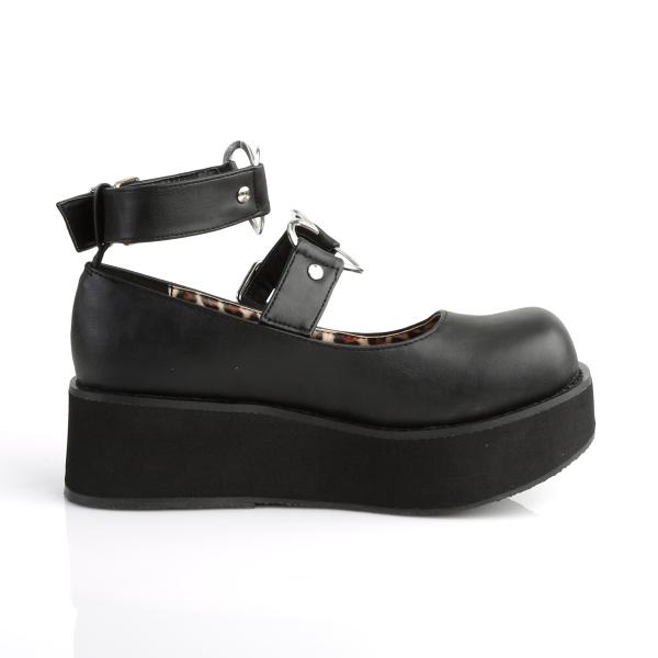 Sale SPRITE-02 DemoniaCult platform pump shoes ankle strap heart o-ring black matte 42