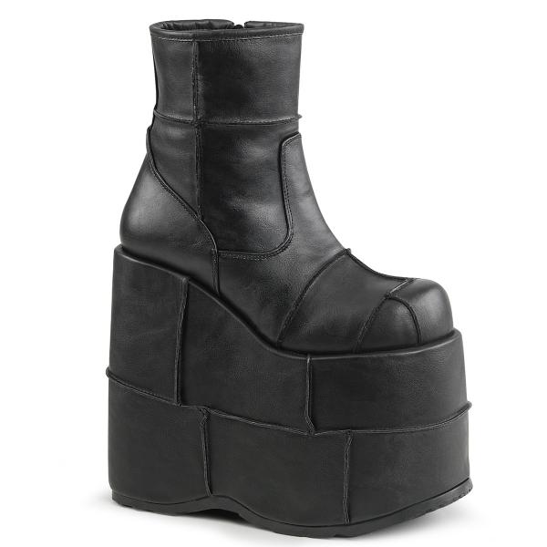 Sale STACK-201 DemoniaCult platform ankle boot patching details black matte 45