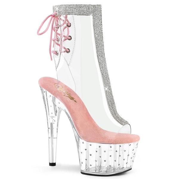 Sale STARDUST-1018C-2RS Pleaser High Heels Plateaustiefeletten Strass klar babypink 40