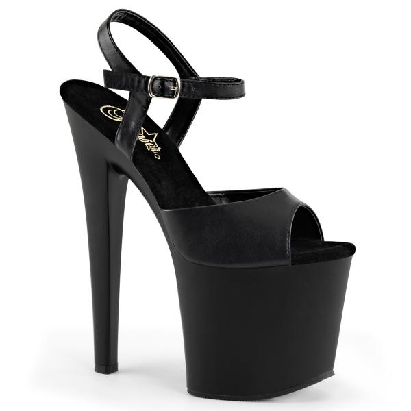 TABOO-709 elegante Pleaser High-Heels Plateausandaletten schwarz Lederoptik
