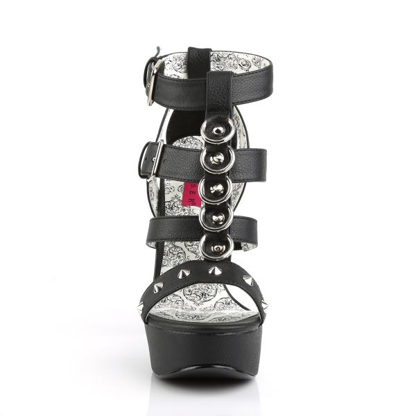 Sale TEEZE-42W Pleaser Pink Label vegan platform strappy sandal metal rings studs black matte 46