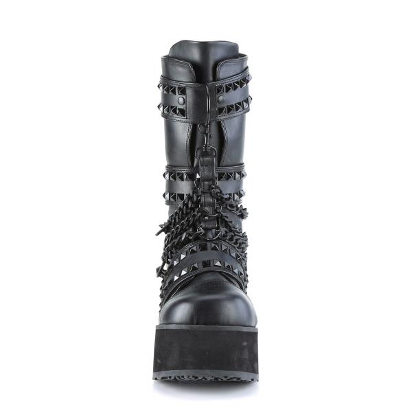 Sale TRASHVILLE-138 DemoniaCult Unisex wadenhohe Stiefel Nieten Ring schwarz Lederoptik 43