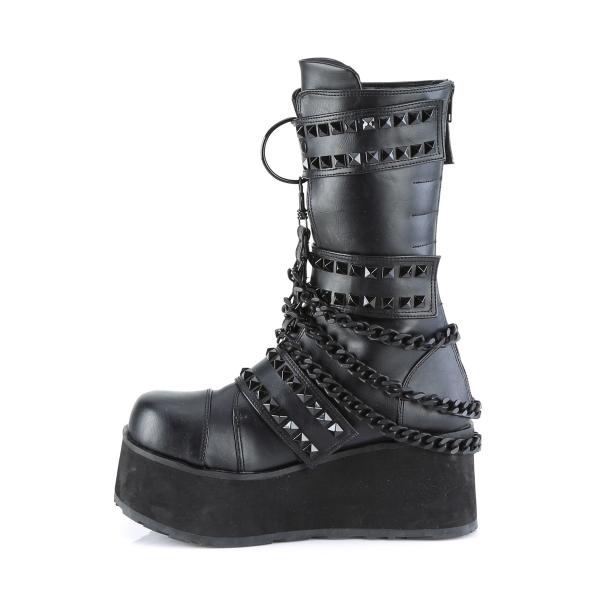 Sale TRASHVILLE-138 DemoniaCult Unisex wadenhohe Stiefel Nieten Ring schwarz Lederoptik 43