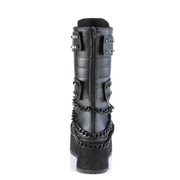 Sale TRASHVILLE-138 DemoniaCult Unisex wadenhohe Stiefel Nieten Ring schwarz Lederoptik 43