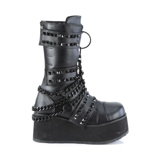 Sale TRASHVILLE-138 DemoniaCult Unisex wadenhohe Stiefel Nieten Ring schwarz Lederoptik 43