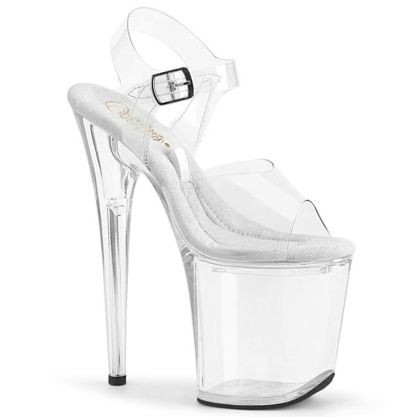 TREASURE-808FLA Pleaser vegan high heels ankle platorm sandal base compartment clear