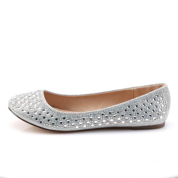 Sale TREAT-06 Fabulicious Damen Ballerina Schuhe Strasssteinchen silber Glitter Gewebe 40