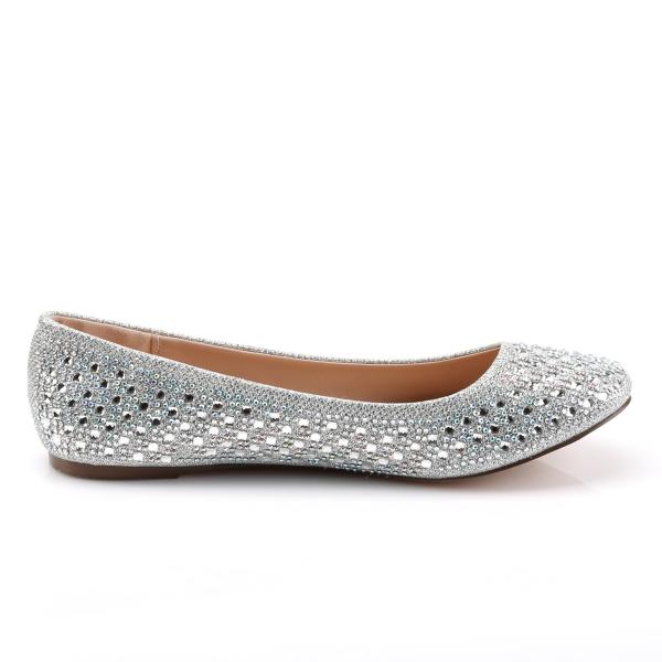 Sale TREAT-06 Fabulicious Damen Ballerina Schuhe Strasssteinchen silber Glitter Gewebe 40