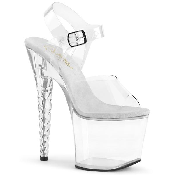 UNICORN-708 Pleaser High-Heels Plateausandaletten transparent Einhornabsatz