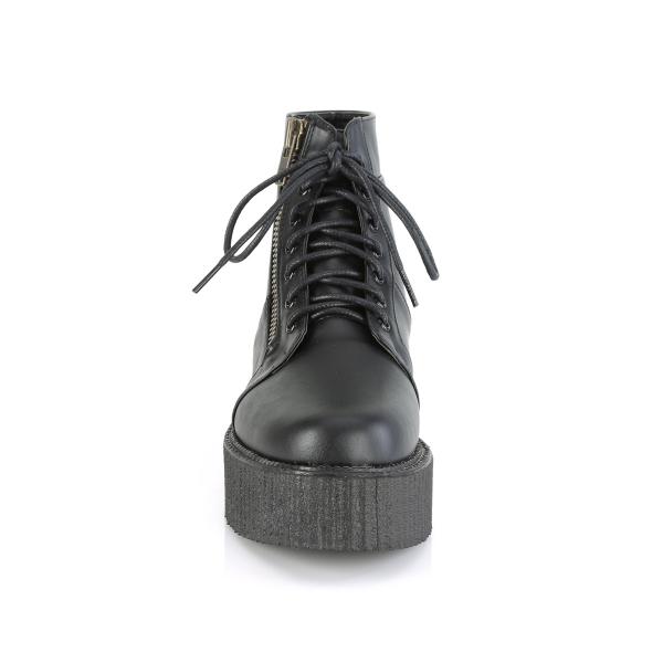 Sale V-CREEPER-571 DemoniaCult Damen Plateau Schnürstiefeletten schwarz Lederoptik 39