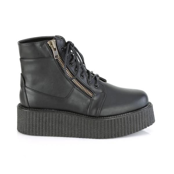 Sale V-CREEPER-571 DemoniaCult Damen Plateau Schnürstiefeletten schwarz Lederoptik 39