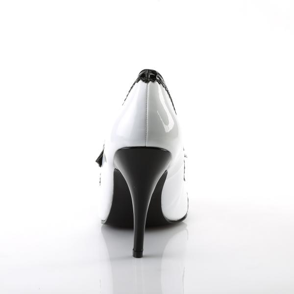 Sale VANITY-442 Pleaser Damen High-Heels Riemchenpumps Bi-Color schwarz-weiß Lack 35