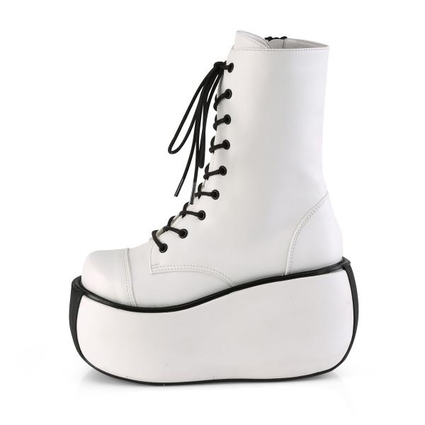 Sale VIOLET-120 DemoniaCult Damen Plateau Schnür Stiefeletten weiß Lederoptik Gr 39