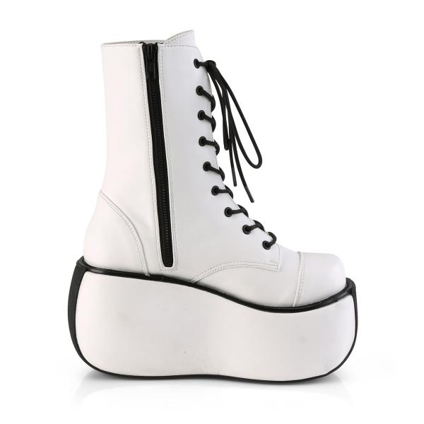 Sale VIOLET-120 DemoniaCult Damen Plateau Schnür Stiefeletten weiß Lederoptik Gr 39