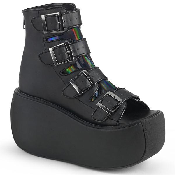 Sale VIOLET-150 DemoniaCult vegane Damen Plateau Stiefeletten schwarz Lederlook Hologramm 39