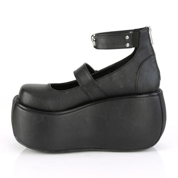 Sale VIOLET-32 DemoniaCult vegane Damen Riemchen Plateau Pumps O-Ring schwarz Lederoptik 39