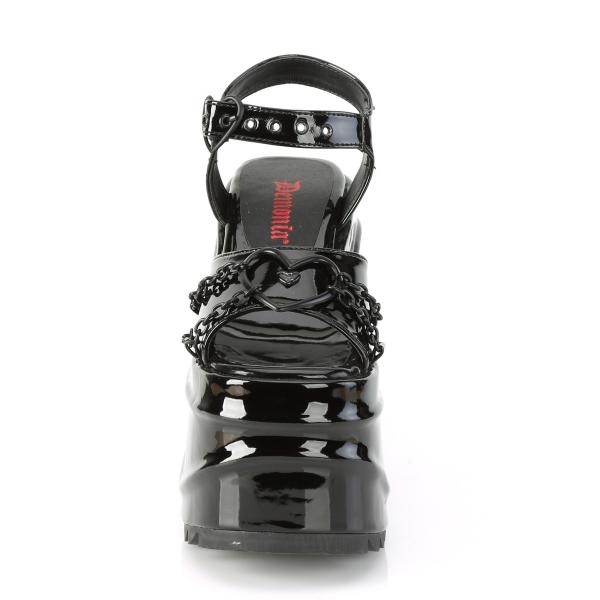 Auktion WAVE-09 DemoniaCult High Heels Plateausandaletten Herzring Ketten schwarz Lack 36