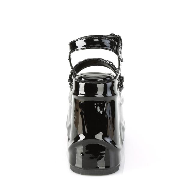 Auktion WAVE-09 DemoniaCult High Heels Plateausandaletten Herzring Ketten schwarz Lack 36