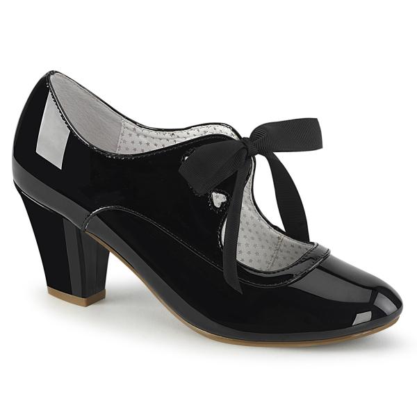 Auktion WIGGLE-32 Pin Up Couture veganer Mary Jane Damen Pumps Herz Cutouts schwarz Lack 39