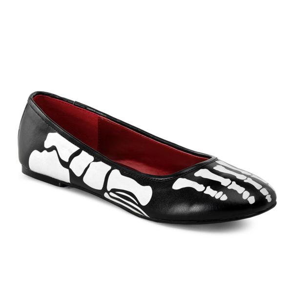 X-RAY-01 Funtasma Erwachsenen Ballerinas Skelett Röntgenaufdruck schwarz weiß Lederlook