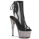 Sale ADORE-1018MSHT Pleaser platform open toe heel ankle boot black patent mesh smoke tinted 38
