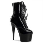Sale ADORE-1020 Pleaser high heels platform lace-up ankle boot black patent 37