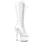 Sale ADORE-2021C Pleaser Damen Peep Toe High Heels Plateaustiefel klar Gr 38