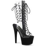 Sale ADORE-700-60FS Pleaser High-Heels Plateaustiefeletten transparent schwarz Velours 37