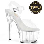 Sale ADORE-708PREM Pleaser Damen High Heels Pole Dance Plateausandaletten klar TPU 42
