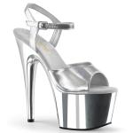 Sale ADORE-709 Pleaser High-Heels Plateau Sandaletten silber metallic chrom 37