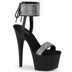 Sale ADORE-770 Pleaser vegan high heels ankle cuff platform sandal black matte rhinestones 39