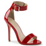 Sale AMUSE-10 Pleaser high heels closed back ankle strap sandal red patent 39