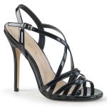 Sale AMUSE-13 Pleaser High-Heels Sandaletten schwarz Lack mit gekreuzten Riemchen 44