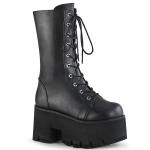 Sale ASHES-105 DemoniaCult Platform Lace-Up Mid-Calf Boot black vegan 38