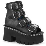 ASHES-70 DemoniaCult Bootie-Sandaletten schwarz mit Nieten Schnallen Hologramm 39