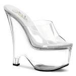 Sale BEAU-601 Pleaser Damen Plateau Pantoletten transparentes Riemchen Keilabsatz 38