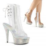 Sale BEJEWELED-1018DM-6 Pleaser Strass High-Heels Plateau Stiefeletten transparent 41