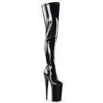 Sale BEYOND-4000 Pleaser High-Heels Crotch Overkneestiefel schwarz Stretchlack 41