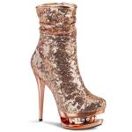 Sale BLONDIE-R-1009 Pleaser High-Heels Stiefeletten roségold Chrom Pailletten Strass 37