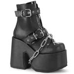 Sale CAMEL-205 DemoniaCult vegan platform ankle boot metal padlock chain black matte 40