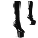 Sale CRAZE-2000 Pleaser High Heels absatzlose Plateaustiefeletten schwarz Stretch Lack 36
