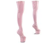 Sale CRAZE-3000 Pleaser Damen absatzlose Plateauoverkneestiefel babypink Stretch Lack 42