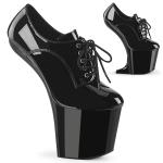 Sale CRAZE-860 Pleaser sexy Damen Heelless absatzlose Plateaupumps schwarz Lack 41