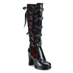 Sale CRYPTO-106 Demonia Plateaustiefel schwarz rot Lederlook Spitze Korsettschnürung 40