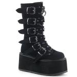 Sale DAMNED-225 DemoniaCult Damen Plateaustiefel schwarz Samt 6 Riemchen Nieten 39