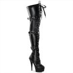 Sale DELIGHT-3028 Pleaser High Heels platform thigh high boot triple buckles black 43