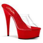 Sale DELIGHT-601 Pleaser High-Heels Plateaupantoletten transparent rot 35