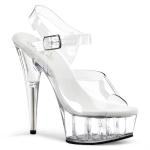 Sale DELIGHT-608 Pleaser High-Heels Plateausandaletten klar mit Lederinnensohle 37