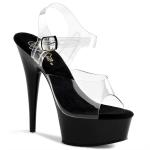 Sale DELIGHT-608 sexy Pleaser High-Heels Plateausandaletten transparent schwarz 43